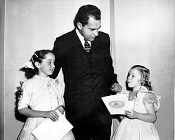 Teresa Johnson meets V.P. Nixon, c. 1955 (Photo provided by Billy Johnson, All Rights Reserved)