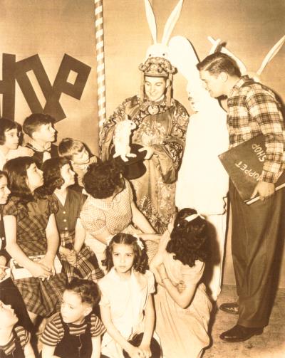 Jim Spear, Magician (l), Hoppity (center), Gordon Williamson (right)... Photo Courtesy Gordon Williamson